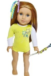 Ropa para muñecas 18" gimnasia leotardo amarillo blanco se adapta a muñecas de 18 pulgadas - Imagen 1 de 4