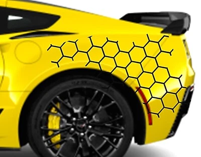 Виниловая графическая наклейка HONEYCOMB гоночные полосы 22 дюйма x 42 дюйма (подходит для Chevy Corvette C7) - Изображение 1 из 4