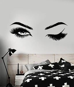 Vinyl Wall Decal Sexy Girl Eyes Eyelashes Wink Beauty Salon Stickers (2803ig) - Picture 1 of 3