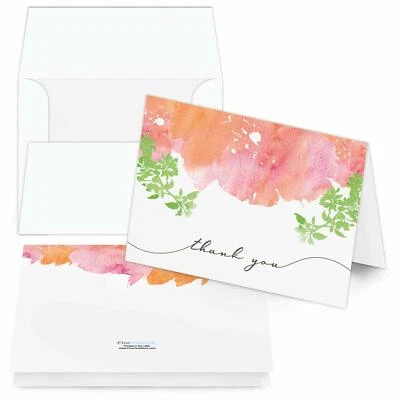 Tarjetas de felicitación y sobres de agradecimiento, arte hoja naranja, tamaño A2, cantidad 25 Foto 1 de 4