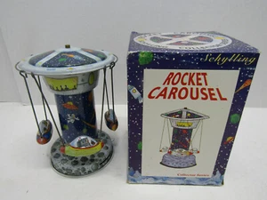 OLD METAL TIN ROCKET CAROUSEL SCHYLLING WORKS SPACE TOY  - Picture 1 of 4