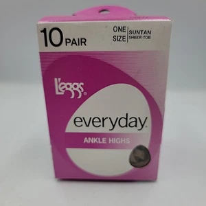 Leggs Everyday calza alta alla caviglia abbronzatura punta trasparente 10 paia taglia unica - Foto 1 di 4