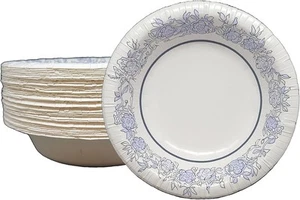 Pack of 42 Counts Beautifully Designed Blue Floral Paper Bowls - Luxury Disposab - Picture 1 of 1