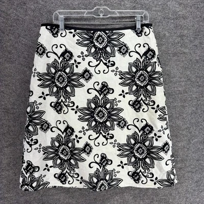 Falda Cato Mujer 12 Blanca Floral Línea A Midi Cremallera Lino Forrada tiro medio Informal Foto 1 de 4