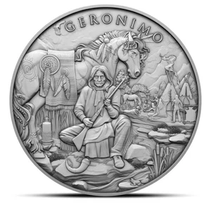 Ronda de plata Legendary Warriors: Gerónimo (BU) de 1 oz - Imagen 1 de 2
