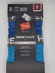 New Hanes Premium Comfort Flex Fit Mens Cotton Modal Boxer Briefs 3 Pack Small - Picture 1 of 2