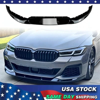 Fits 2021-2023 BMW 5 Series G30 M Sport Gloss Black Front Splitter Lip Spoiler Foto 1 de 4