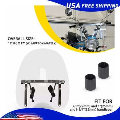 Parabrisas transparente grande para motocicleta Harley Honda Magna Shadow Spirit 19"x17" Foto 1 de 4