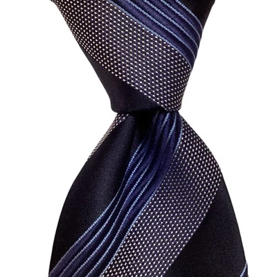 Corbata ERMENEGILDO ZEGNA ***** Seda/Algodón XL ITALIA Lujo RAYAS Azul/Gris Usada en Excelente Condición Foto 1 de 3