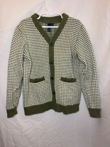 janie and jack boys sweater button up houndstooth green and white size 7 - Picture 1 of 9