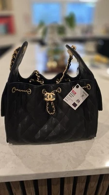 New 25S CHANEL Black Caviar small Hobo Tote 25 Bag Gold Hardware 💕  - Image 1 of 4