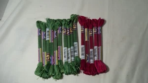 DMC Mouline Variegated Cotton Floss Full Skeins 10 Green 5 Red Christmas in July - Picture 1 of 7