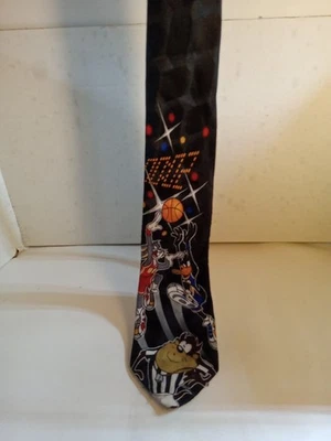 Винтажный мужской галстук Looney Tunes Mania ~ баскетбольные жуки кролик/таз/утка Даффи - Изображение 1 из 4