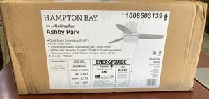 NEW SEALED HamptonBay Ashby Park 44” Matte White LED Ceiling Fan W/ Light B69 - Picture 1 of 1