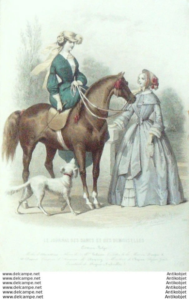 Gravure Mode J.Dames & Demoiselles 1854 # 398 (Old Fashion plate) - Photo 1/1