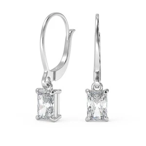 4.08 Ct Radiant Cut Diamond Earrings VS2 F Leverback White Gold 14k - Picture 1 of 3