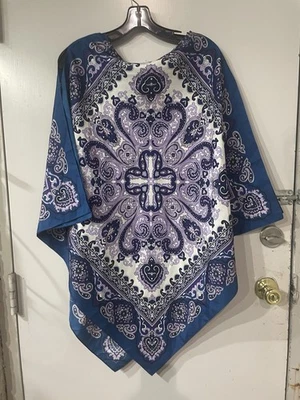 Blusa quimono Talbots paisley estampa de cachecol 100% seda chiffon tamanho G/XL nova com etiquetas - Imagem 1 de 4