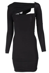 PIERRE BALMAIN BLACK JERSEY MINI DRESS FR 36 UK 8 - Picture 1 of 4