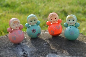 Vintage USSR Nevalyashka Celluloid Plastic Roly Poly Toy Doll Soviet 4 pieces  - Picture 1 of 13
