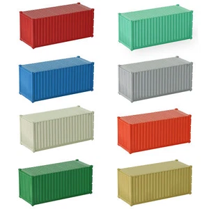 8pcs HO Scale 20ft 1:87 Blank Shipping Container Colored Cargo Box Ribbed Side - Picture 1 of 15