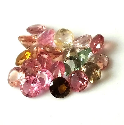 Tourmaline Faceted 3.5 mm Round Multi Color Natural Calibrated Gemstone 21 Piece - Image 1 of 4