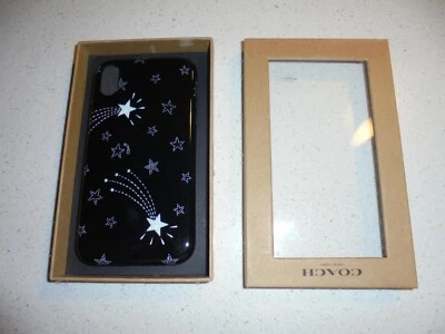 NEW COACH IPHONE X RUBBER WRAP AROUND CASE BLACK SILVER METALLIC F39492 - NIB - Image 1 of 2