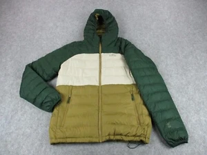 LL Bean Jacket Mens Medium Tall Green Gold 650 Down Puffer Hooded Hiking Coat - Picture 1 of 9