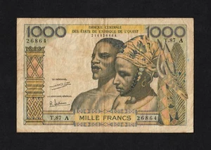 F.C. AFRICA DEL OESTE , COSTA DE MARFIL , 1000 FR. 1959/65, B/C (F) , P.103Ah . - Imagen 1 de 2