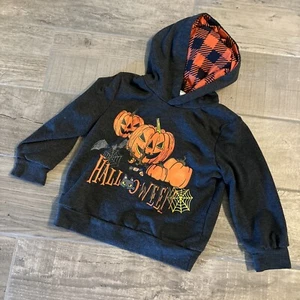 Halloween Hoodie Kids Shein 4Y  Spiderweb Pumpkin Fleece Sweatshirt - Picture 1 of 5