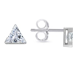 1 Ct Triangle Cut Lab Created Grown Diamond Earrings 18K White Gold F/VS Push - Picture 1 of 3