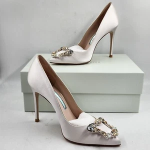 Sophia Webster Margaux Embellished Pointed Toe Pumps Womens 38/7.5US Ivory Satin