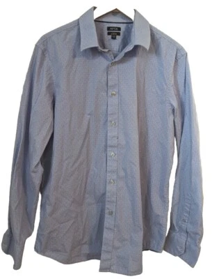 Apt 9 Mens Stretch Slim Fit Large Dress Shirt Blue Button Up Long Sleeve  - Image 1 of 4