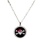 One Eyed Jack Pirate Silver Colour Necklace With Diamante Pendant And Gift Box