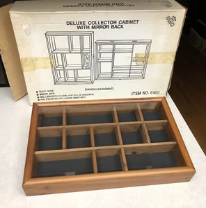 Vintage Wood Wall Display Case Trinket Shelf Glass Collector Cabinet SMC 18” - Picture 1 of 14