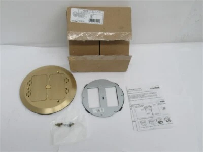 Leviton FBC2F-B, cubierta chapada en caja de piso de latón, 2 tapas abatibles Decora Foto 1 de 3