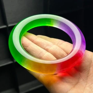 Real Natural high Ice Green Burmese Jade jadeite bracelet bangle 61mm - Picture 1 of 12