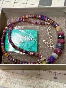 Jay King DTR Halskette Frosted Rainbow Turmalin Gradual Beaded 925 - Bild 1 von 9