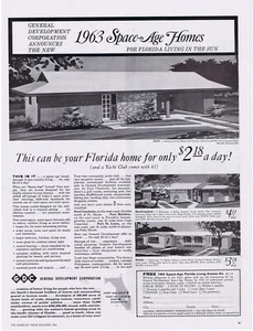 1962 Space Age Homes for Florida Living ~ Lark, Mockingbird, Oriole Print Ad - Picture 1 of 1