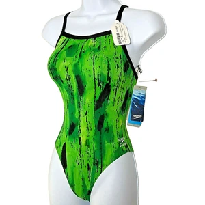 Speedo Womens Switch Sprinter Endurance+ Green Swimsuit XXS NWT - Picture 1 of 7