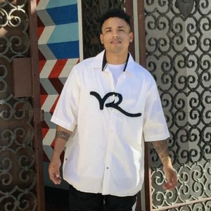 Men’s Rocawear White | Navy Lime Green S/S Button Down Shirts NWT - Picture 1 of 4