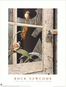 Rock Newcomb The Building Inspectors Birds Orange Sunflower 16x21 - Picture 1 of 1