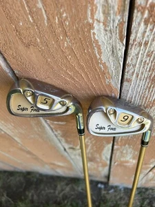 Super Force Nissan Golf 5 and 9 RH Irons 57 Low Gold Shafts - Picture 1 of 15