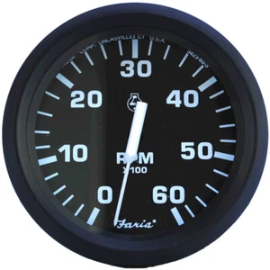 TACÓMETRO FARIA EURO NEGRO 4" 6000 RPM GAS INTERIOR Y E/S - Imagen 1 de 1