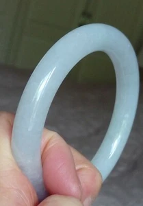 Certified Natural Grade A Icy White Jadeite Jade Bangle Bracelet 58mm - Picture 1 of 12