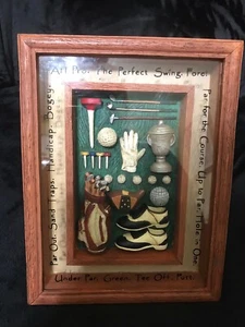 Shadow Box Golf Frame Russ Berrie and Co.,Inc Oakland, NJ Handpainted Item 14108 - Picture 1 of 6