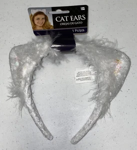 Cat Ears Cosplay Anime Costume Hair Headband One Size White Polyester NWT LBB76 - Picture 1 of 3