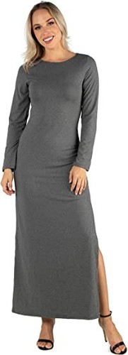 VETEMENTS Maxi abito aderente 24seven Comfort Apparel spacco laterale manica lunga grigio taglia S