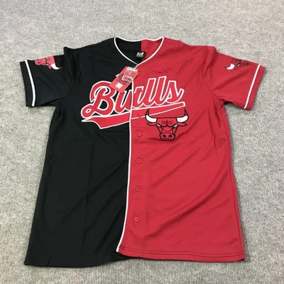Chicago Bulls Jersey Mens Medium Red Black NBA Basketball Button Front Split - Image 1 of 4