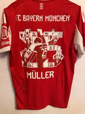 Adidas FC Bayern München Müller Spezielle Heimtrikot Mit Original Unterschrift - Bild 1 von 3