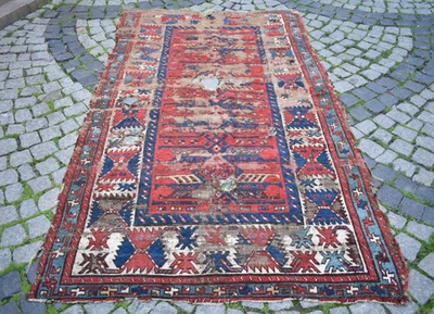 Fabulous Antique Caucasian Rug 55'' x 94'' Collector Item Great Color Kazak Rug - Image 1 of 4